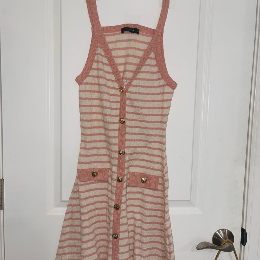 Striped Pink and Cream Button-Down Dress